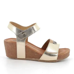 Zeppe|Igi&Co Sandali Con Zeppa In Pelle Da Donna Oro-Beige Chiaro