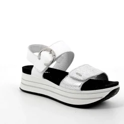 Zeppe|Igi&Co Sandali Con Zeppa In Pelle Da Donna Argento-Bianco