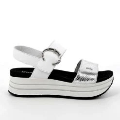 Zeppe|Igi&Co Sandali Con Zeppa In Pelle Da Donna Argento-Bianco