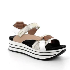 Zeppe|Igi&Co Sandali Con Zeppa In Pelle Da Donna Beige-Bianco