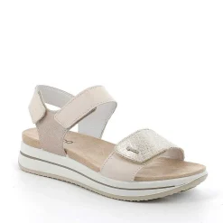 Zeppe|Igi&Co Sandali Con Zeppa In Pelle Da Donna Ecru-Platino