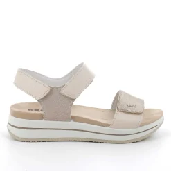 Zeppe|Igi&Co Sandali Con Zeppa In Pelle Da Donna Ecru-Platino