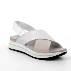 Zeppe|Igi&Co Sandali Con Zeppa In Pelle Da Donna Ghiaccio-Argento