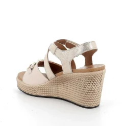 Zeppe|Igi&Co Sandali Con Zeppa In Pelle Da Donna Ecru-Sabbia