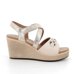 Zeppe|Igi&Co Sandali Con Zeppa In Pelle Da Donna Ecru-Sabbia