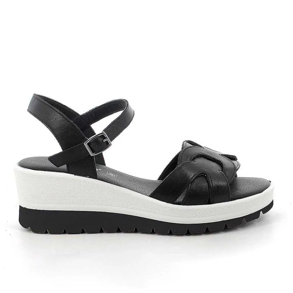 Zeppe|Igi&Co Sandali Con Zeppa In Pelle Da Donna Nero