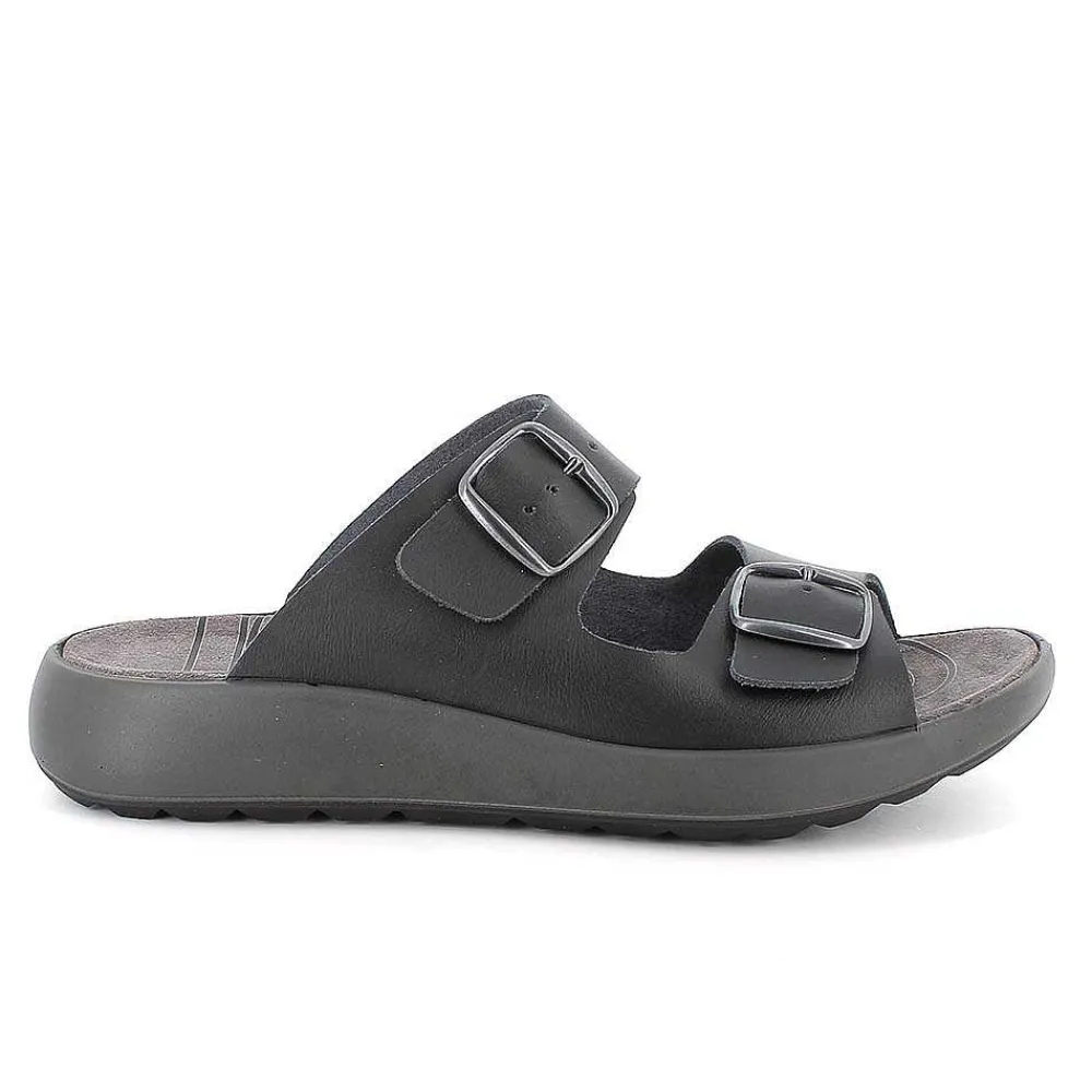 Scarpe Ecosostenibili|Igi&Co Sandali In Pelle Da Uomo Nero