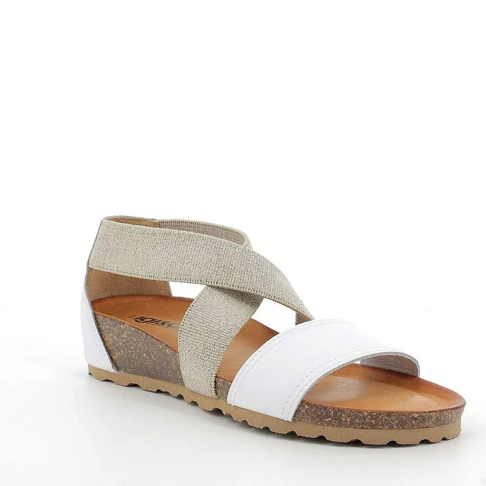 Zeppe|Igi&Co Sandalo Con Zeppa In Pelle Da Donna Bianco-Beige