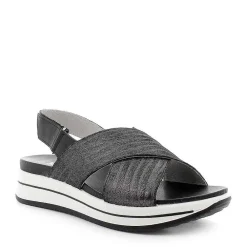 Sandali E Infradito|Igi&Co Sandalo Fasce Incrociate In Pelle Stampata Grigio Scuro