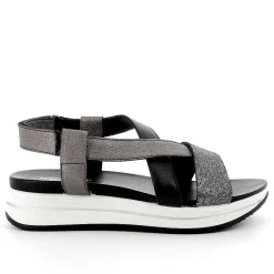 Sandali E Infradito|Igi&Co Sandalo In Pelle Da Donna Nero-Grigio Scuro