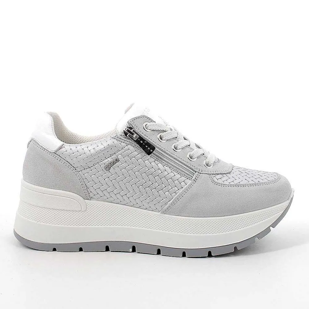 Zeppe|Igi&Co Sneakers Con Zeppa In Pelle Da Donna Cristal-Argento