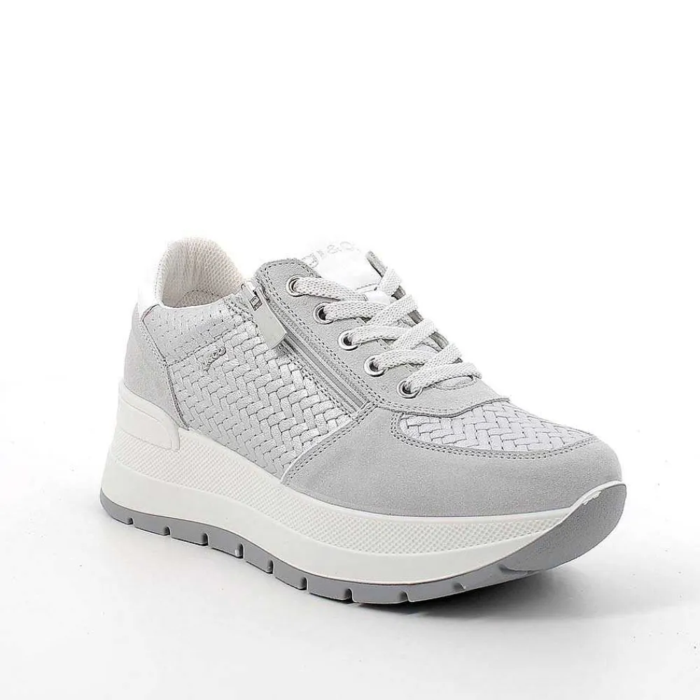 Zeppe|Igi&Co Sneakers Con Zeppa In Pelle Da Donna Cristal-Argento