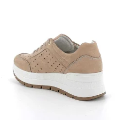 Zeppe|Igi&Co Sneakers Con Zeppa In Pelle Da Donna Beige Scuro