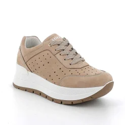 Zeppe|Igi&Co Sneakers Con Zeppa In Pelle Da Donna Beige Scuro