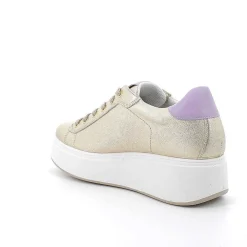 Zeppe|Igi&Co Sneakers Con Zeppa In Pelle Da Donna Platino