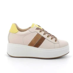 Zeppe|Igi&Co Sneakers Con Zeppa In Pelle Da Donna Ecru