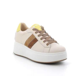 Zeppe|Igi&Co Sneakers Con Zeppa In Pelle Da Donna Ecru