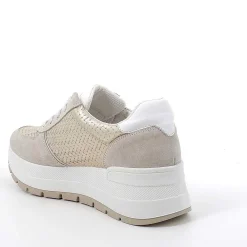 Zeppe|Igi&Co Sneakers Con Zeppa In Pelle Da Donna Beige-Platino