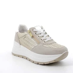 Zeppe|Igi&Co Sneakers Con Zeppa In Pelle Da Donna Beige-Platino