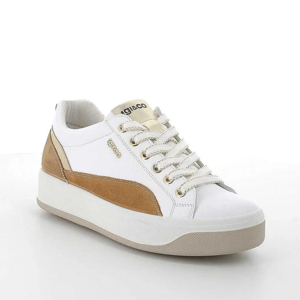 Sneakers|Igi&Co Sneakers In Pelle Da Donna Bianco-Cuoio