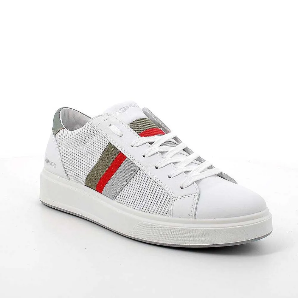 Sneakers|Igi&Co Sneakers In Pelle Da Uomo Bianco-Salvia